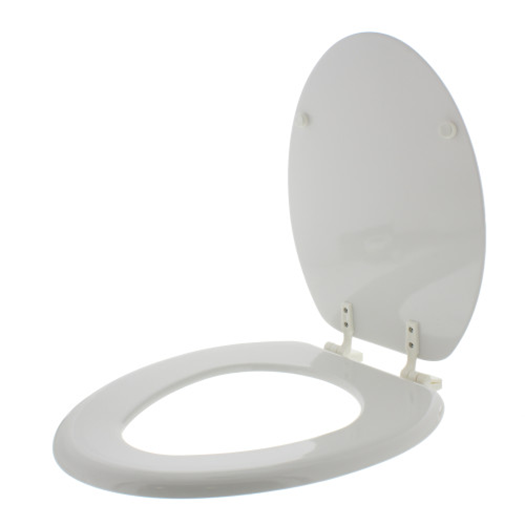 TOILET SEAT - WHITE WOOD ELONGATED