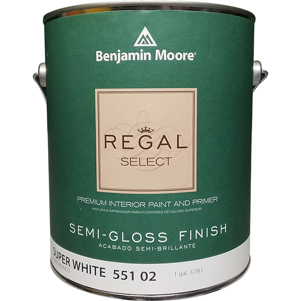 PAINT - BENJAMIN MOORE REGAL SELECT INTERIOR & PRIMER SEMI-GLOSS FINISH SUPER WHITE (1 GAL. 551-02)