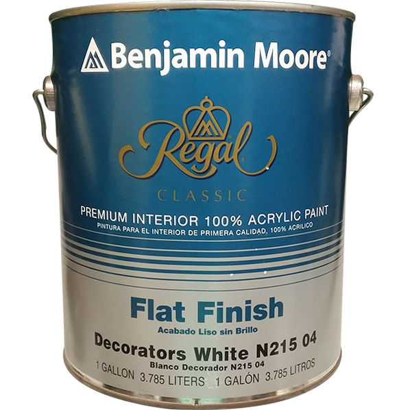 PAINT - BENJAMIN MOORE REGAL CLASSIC FLAT FINISH DECORATORS WHITE (1 GAL. N215-04)