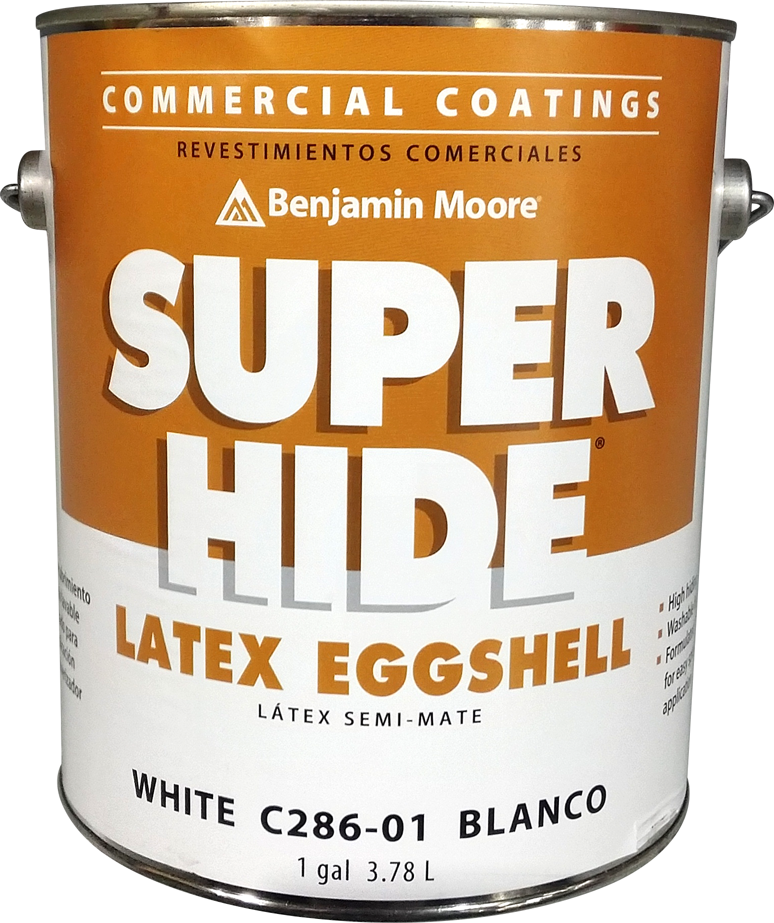 PAINT - BENJAMIN MOORE SUPER HIDE LATEX SEMI-MATE EGGSHELL WHITE (1 GAL. 286-01)