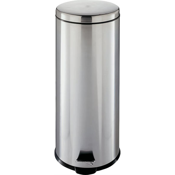 TRASH CAN - STEP STAINLESS STEEL ROUND (8 GAL.)