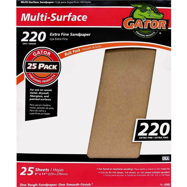 SANDPAPER - 220 GRIT SHEET 9X11