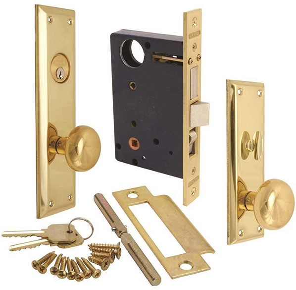 MORTISE LOCK - MARKS #9RH BRASS