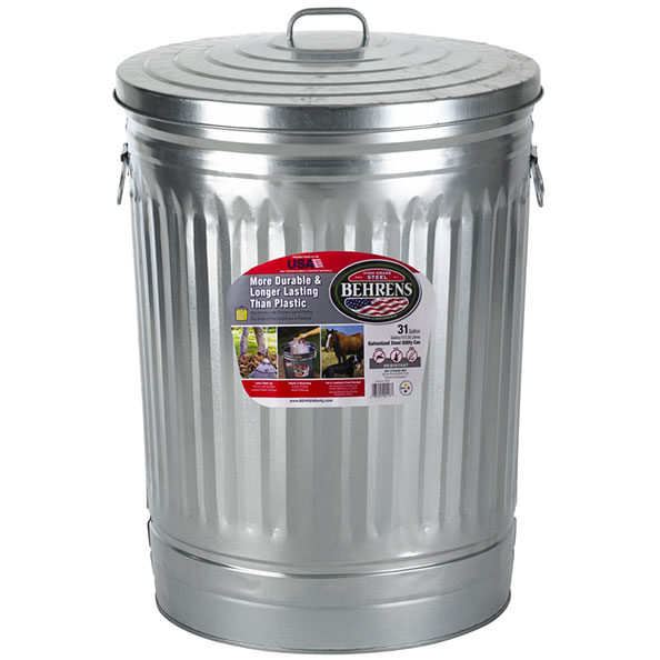 GARBAGE CAN - 30 GAL METAL W/LID