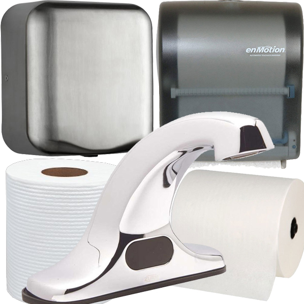 Bathroom Equipment: Touch Free Hardware & Paper Goods