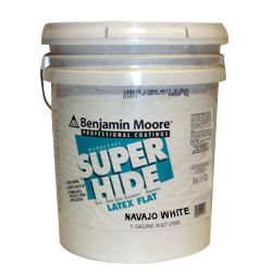 PAINT - BENJAMIN MOORE SUPER HIDE LATEX FLAT NAVAJO WHITE (5 GAL. 282-73 )