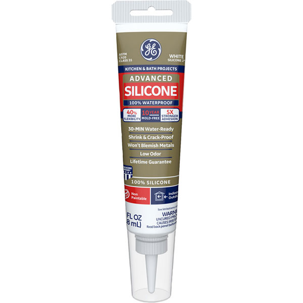 CAULK - GE WHITE SILICONE 2.8 OZ