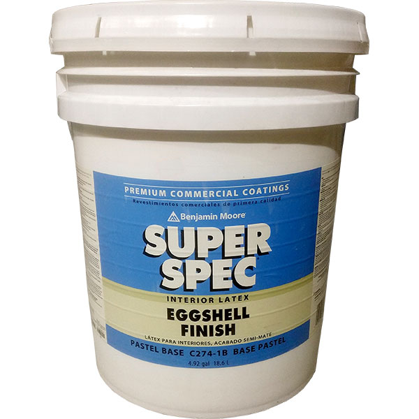 PAINT - BENJAMIN MOORE SUPER SPEC INTERIOR LATEX EGGSHELL FINISH PASTEL BASE (5 GAL. 274-B1)