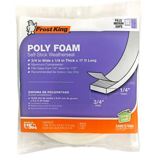 WEATHERSTRIP - 3/4" FOAM WHITE