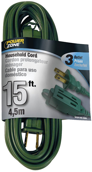 CORD - EXTENSION 15' GREEN