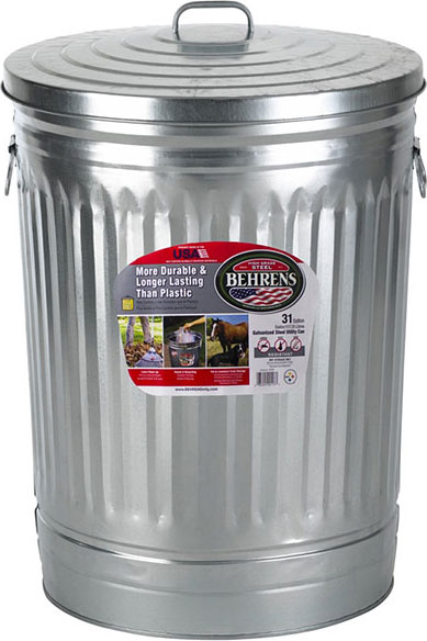 GARBAGE CAN - 30 GAL METAL W/LID