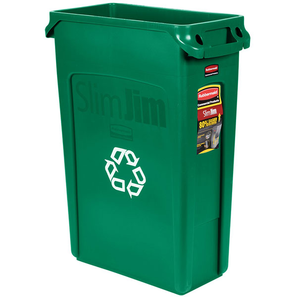 SLIM JIM CAN - 23 GAL GREEN RUBBERMAID