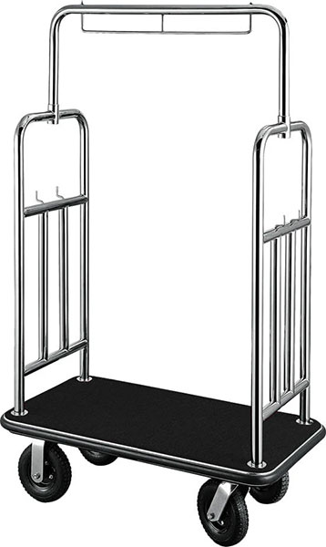 BELLMAN CART - STAINLESS STEEL SQUARE TOP DELUXE