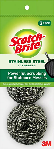 SCOTCH BRITE SCRUBBER - STAILESS STEEL 3 Pk.