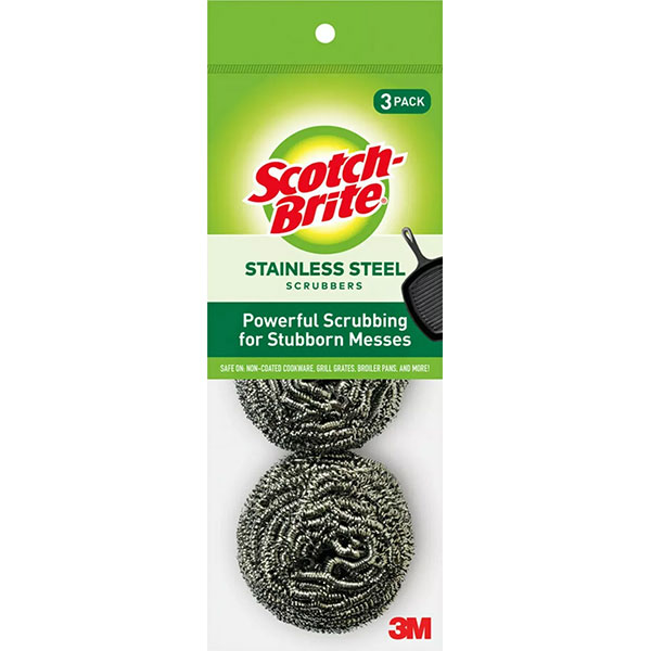 SCOTCH BRITE SCRUBBER - STAILESS STEEL 3 Pk.