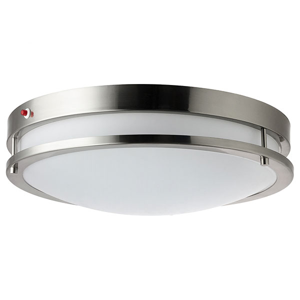 FIXTURE - 14" LED ROUND BRUSHED NICKEL WITH EMERGENCY BACKUP