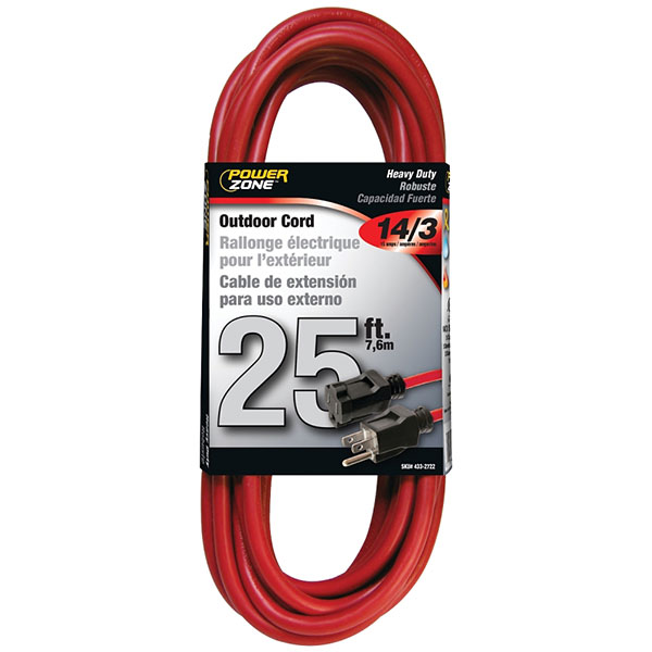 CORD - RED 25' 14/3 INDUSTRIAL