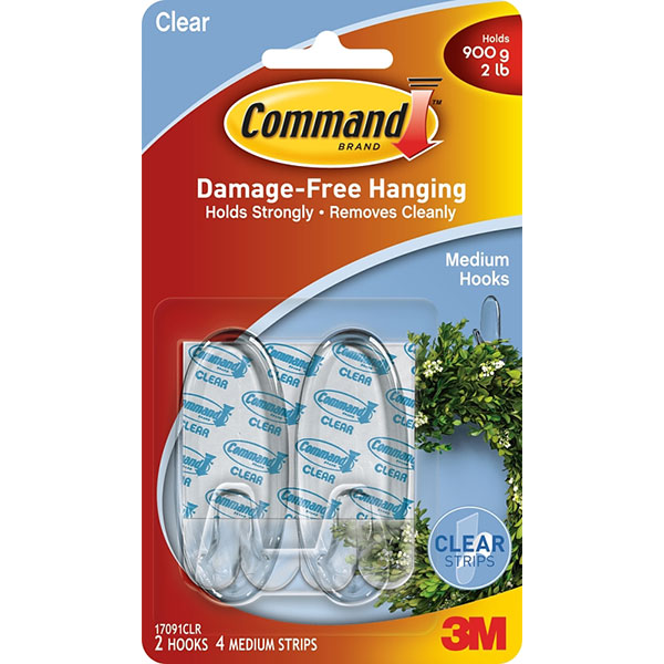 COMMAND STRIPS - HOOKS MEDIUM CLEAR