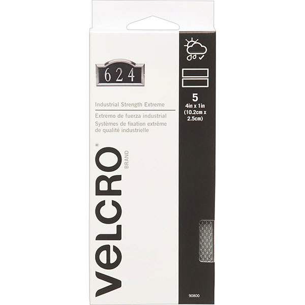 VELCRO STRIP - 4" X 1" GRAY PK/5