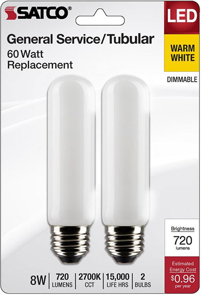 BULB - 8W T10 FROST LED MEDIUM 27k