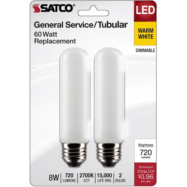 BULB - 8W T10 FROST LED MEDIUM 27k