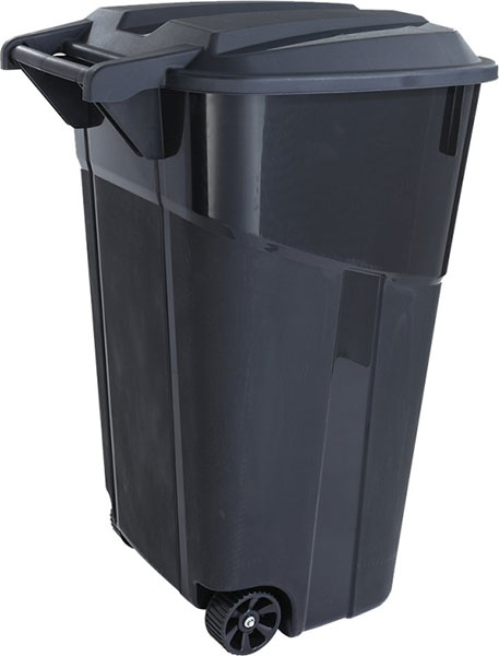 GARBAGE CAN - 32 GAL. BLACK W/WHEEL 