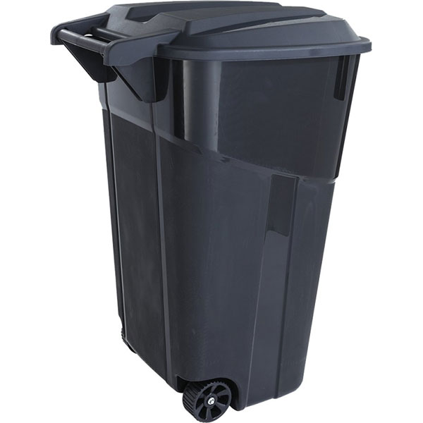 GARBAGE CAN - 32 GAL. BLACK W/WHEEL 