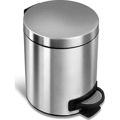 TRASH CAN - STEP STAINLESS STEEL ROUND 1.3 GAL