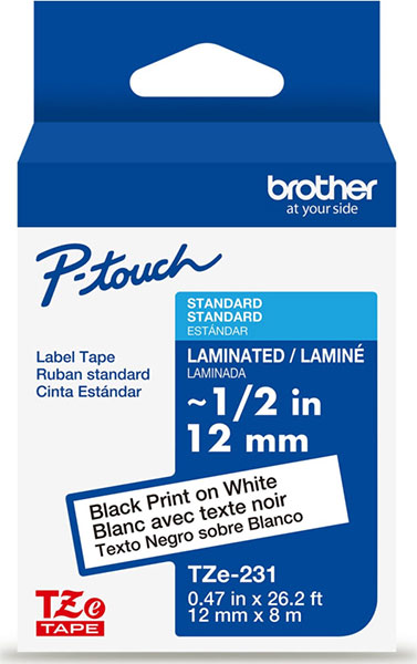 TAPE - 1/2" BLACK PRINT ON WHITE