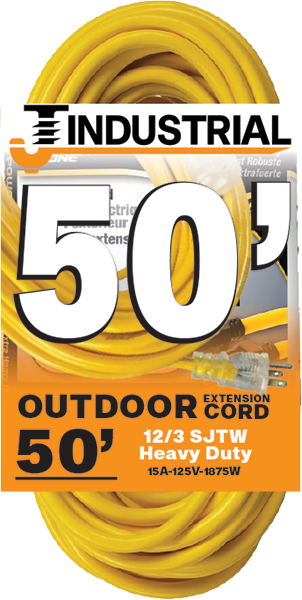 EXTENSION CORD - YELLOW 50' 12/3 HD