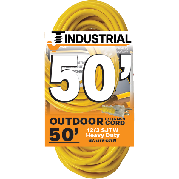 EXTENSION CORD - YELLOW 50' 12/3 HD