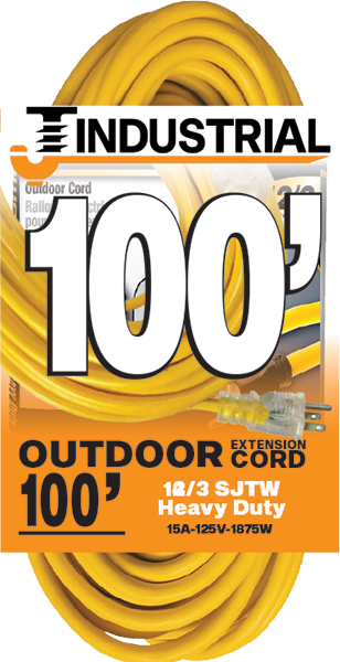 EXTENSION CORD - YELLOW 100' 12/3 HD
