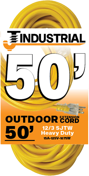 EXTENSION CORD - YELLOW 50' 12/3 HD
