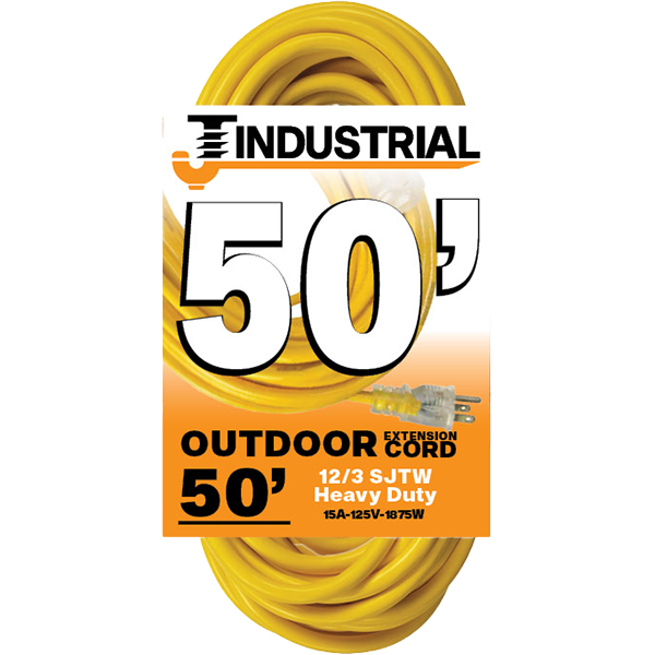 EXTENSION CORD - YELLOW 50' 12/3 HD