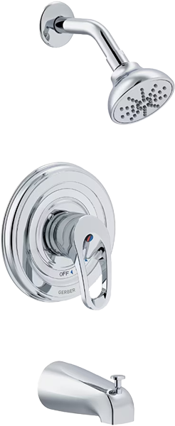 Gerber Safetemp Single-Lever Pressure-Balance Tub &amp; Shower Fitting, Chrome (49-730)