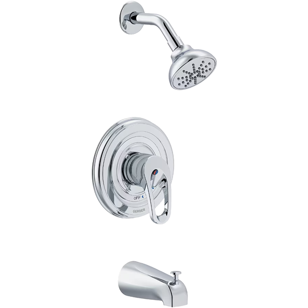 Gerber Safetemp Single-Lever Pressure-Balance Tub &amp; Shower Fitting, Chrome (49-730)