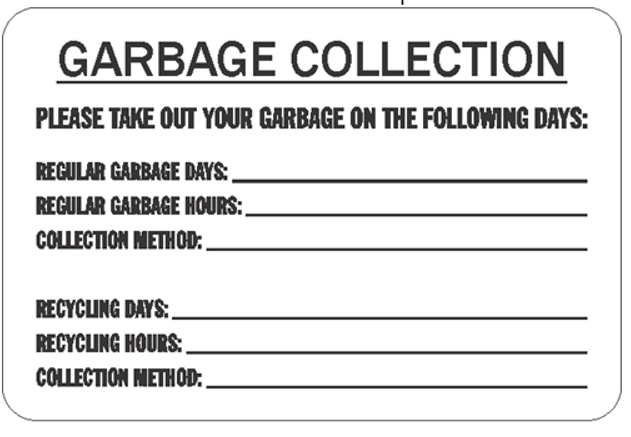 SIGN - GARBAGE COLLECTION DAYS