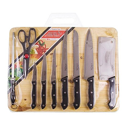 KNIFE SET - 10PC w/CUTTING BOARD