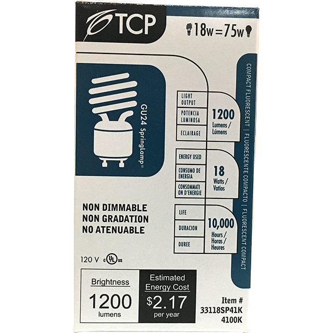 BULB - 18W TCP GU24 CFL/41K