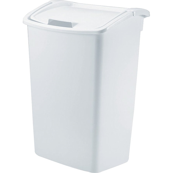 WASTEBASKET - 45 QT. WHITE W/LID