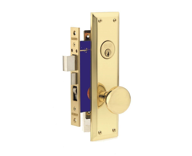 MORTISE LOCK - MARKS #5RH BRASS